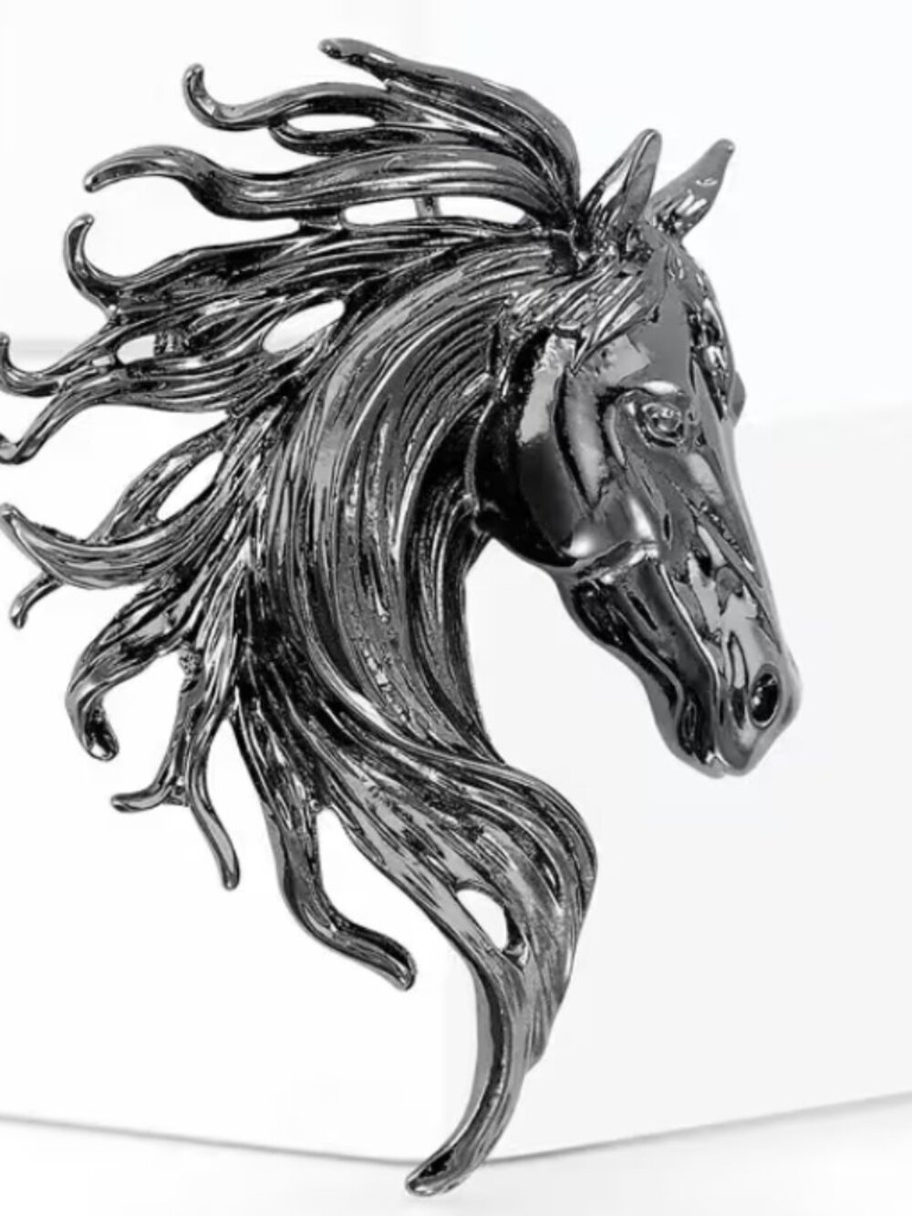 Classic Black Horse Brooch Pin